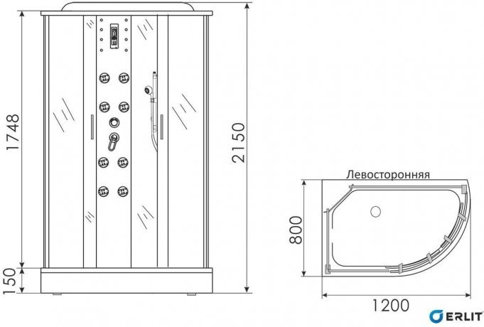 Душевая кабина Erlit ER4512PL-C3-RUS