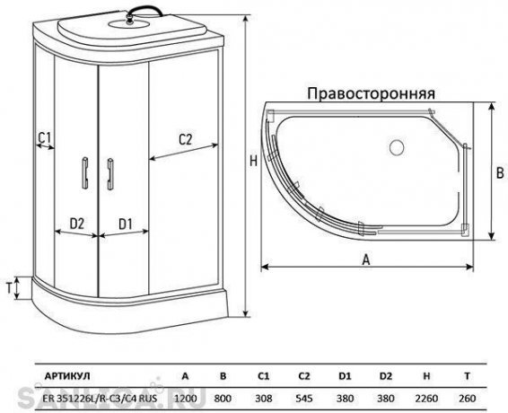 Душевая кабина Erlit ER351226R-C4-RUS